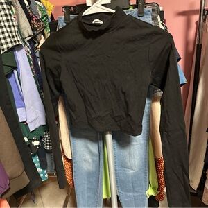 Garage Black Long Sleeve Crop Top